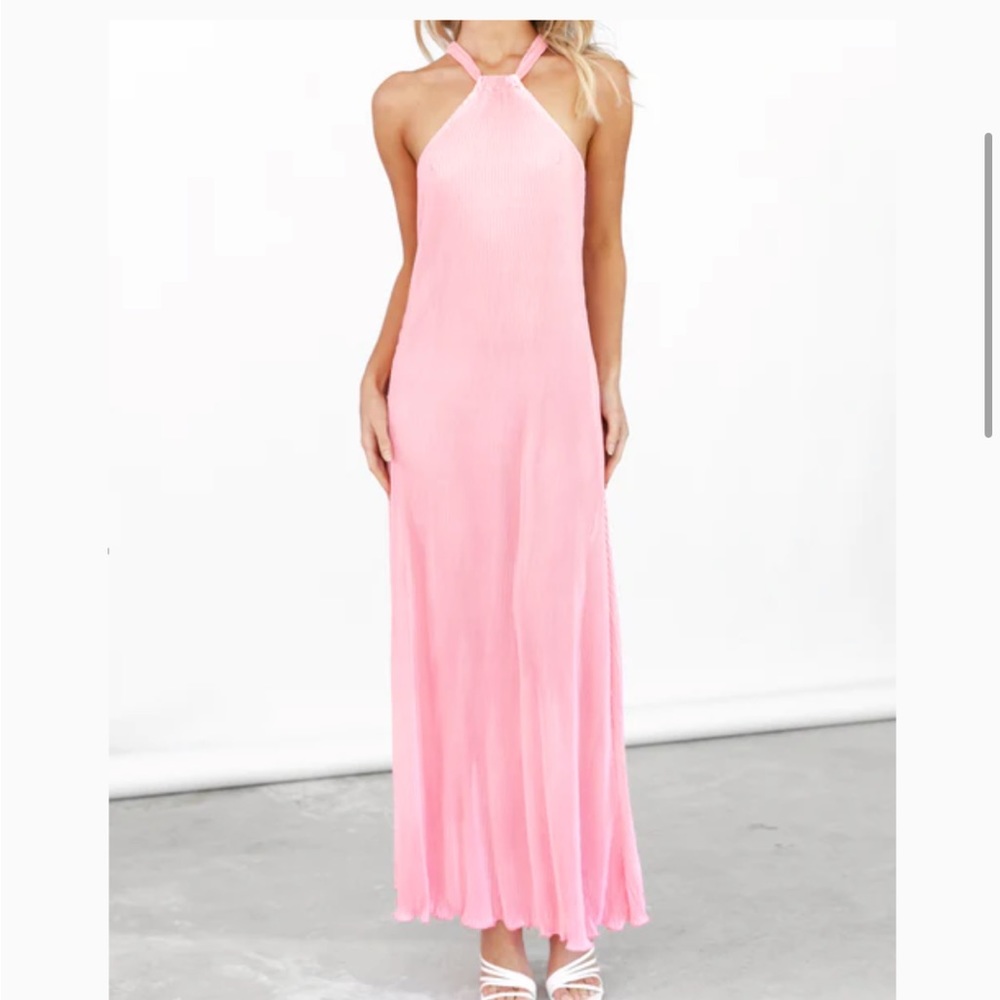 Light pink high neck maxi dress